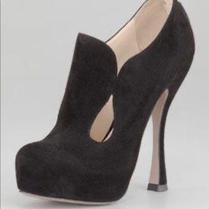 Gently worn Prada Black tear drop cut out bootie
